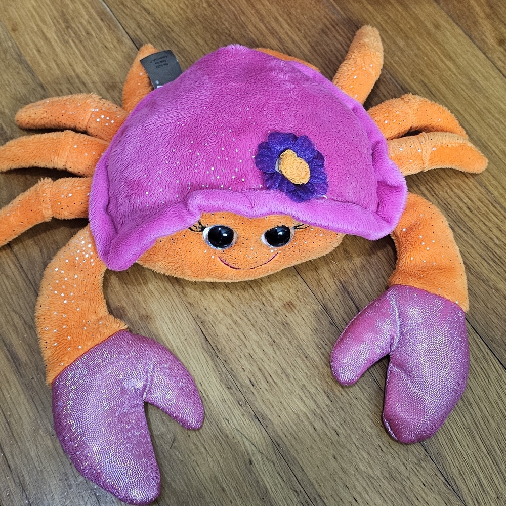 Vibrant Pink and Orange Stuffed Crab Toy